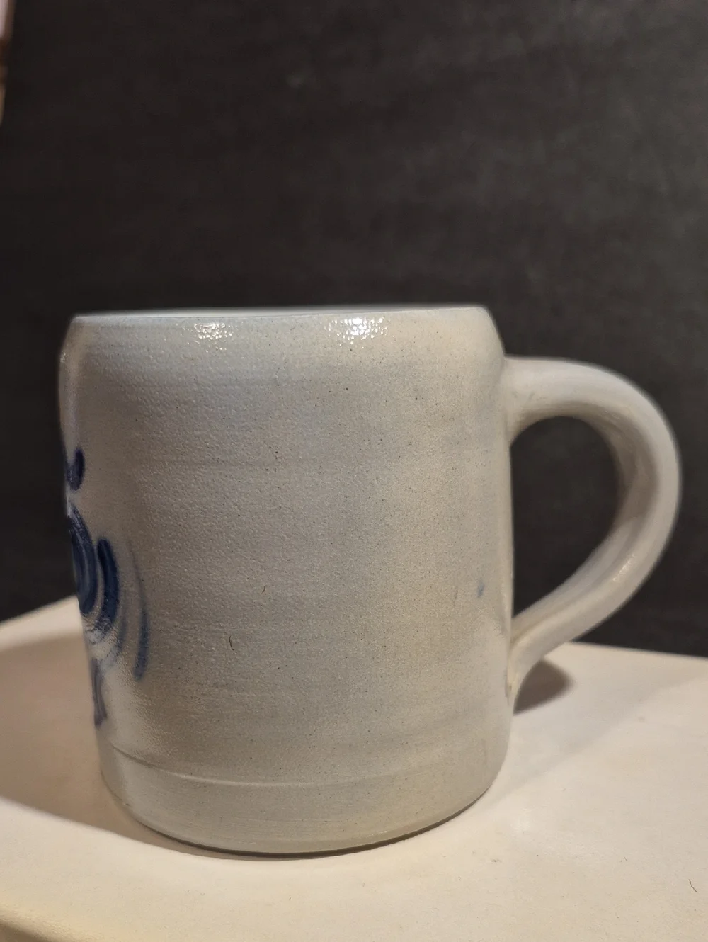 Salt Glaze Blue Decorated Small Stein 3 3/4